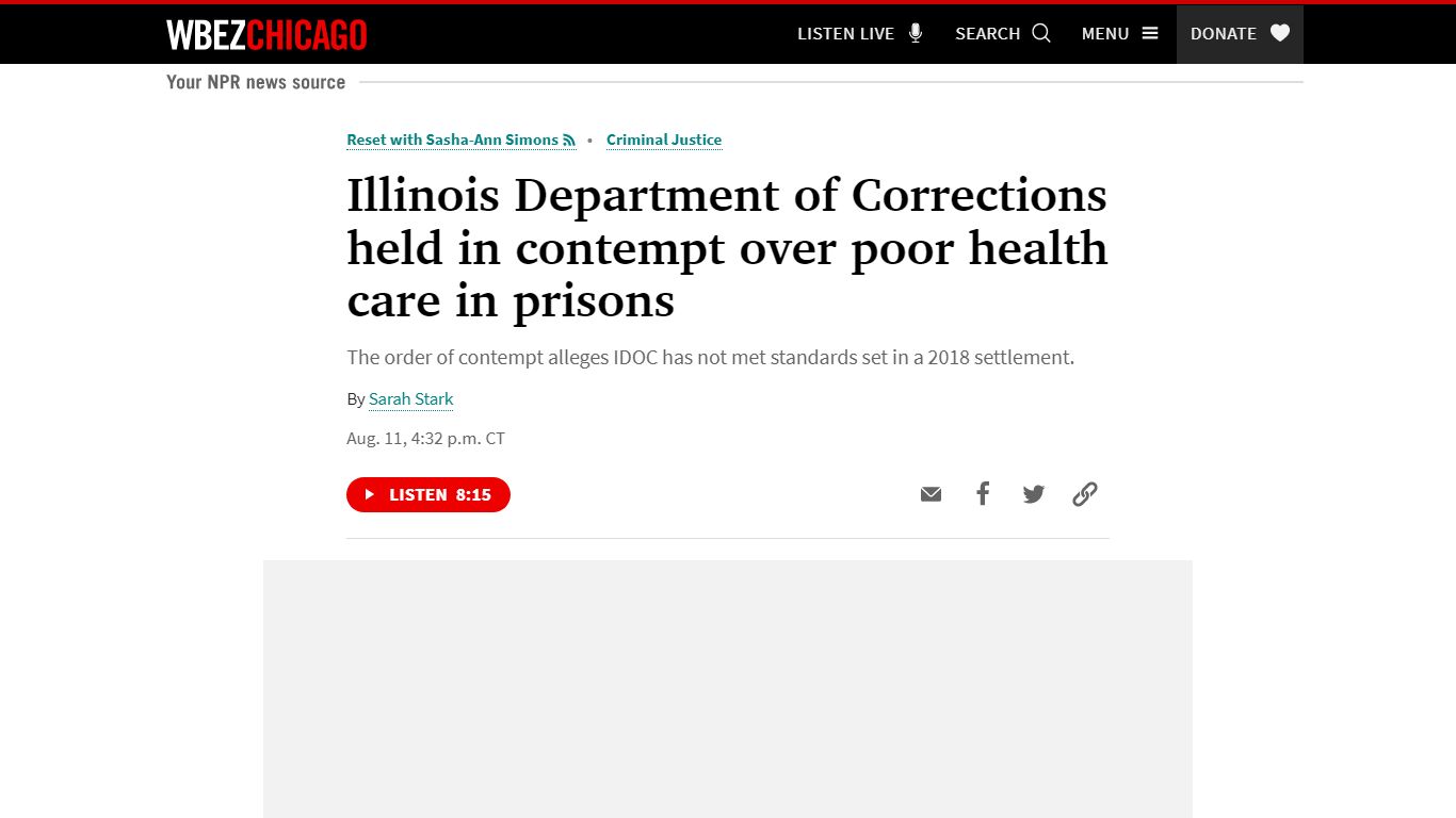 Illinois Department of Corrections held in contempt over poor health ...